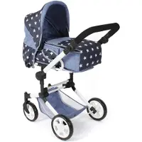 Bayer Kombi-Puppenwagen CHIC2000 "Jara, Sternchen", blau (sternchen), Puppenwagen, KinderB:70cm H:85cm T:70cm, Kunststoff, Polyester, Stahl, Kombi-Puppenwagen, B:70cm H:85cm T:70cm