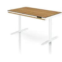 Jan Nowak Elektrischer Sit-Stand-Schreibtisch mit Schublade und kabellosem Qi-Ladegerät, weiß/goldene Eiche, 1200 mm: ELLIS