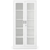 Jan Nowak Aktenschrank Büroschrank Vitrinenschrank AMELIA 185x90x40 cm Weiß