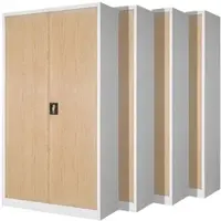 Jan Nowak MegaDeal 4x Aktenschrank abschließbar JAN 5 Ebenen, Flügeltüren | Metallschrank Werkstatt Büroschrank aus Stahl, 195x90x40cm Weiß-Sonoma Eiche