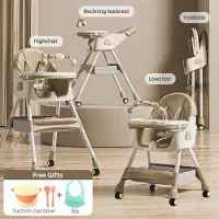 StarTech.com Babystuhl - Klappbarer Hochstuhl für Fütterung - Liege- und höhenverstellbar - Mit Rollen - Metallgestell - Für 1–2 Jahre - Kahki
