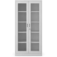 Jan Nowak Aktenschrank Büroschrank Vitrinenschrank AMELIA 185x90x40 cm Grau