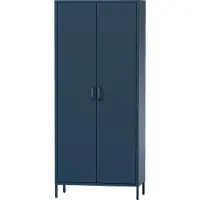 Jan Nowak Garderobenschrank Metall Kleiderschrank 2 Türig Flavio Ablagen Kleiderstange leiser Magnetverschluss geräumig, 80 x 185 x 45 cm, Dunkelblau