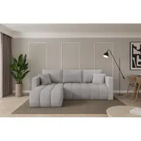 ALTDECOR Ecksofa mit Schlaffunktion und Bettkasten - GARD-L - 226x146x85 - Hellgrau - Corner Sofa Eckcouch Couch L-Form, links/rechts angeordnet, Schlafcouch Ausziehbar Wohnlandschaft