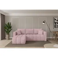 ALTDECOR Ecksofa mit Schlaffunktion und Bettkasten - GARD-L - 226x146x85 - Rosa - Corner Sofa Eckcouch Couch L-Form, links/rechts angeordnet, Schlafcouch Ausziehbar Wohnlandschaft