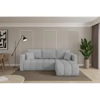 ALTDECOR Ecksofa mit Schlaffunktion und Bettkasten - GARD-L - 226x146x85 - Grau - Corner Sofa Eckcouch Couch L-Form, links/rechts angeordnet, Schlafcouch Ausziehbar Wohnlandschaft