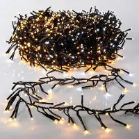 Spetebo Cluster Lichterkette in 2 Farben Mix - warmweiß + klassik weiß - 3000 LED / 27m - Netzstecker Dimmer Timer (3000 LED / 2 Farben)