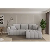 ALTDECOR Ecksofa mit Schlaffunktion und Bettkasten - TOKO-L-v1 - 277x194x86 - Hellgrau - Corner Sofa Eckcouch Couch L-Form, links/rechts angeordnet, Schlafcouch Ausziehbar Wohnlandschaft
