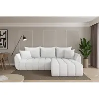 ALTDECOR Ecksofa mit Schlaffunktion und Bettkasten - TOKO-L-v1 - 277x194x86 - Weiß - Corner Sofa Eckcouch Couch L-Form, links/rechts angeordnet, Schlafcouch Ausziehbar Wohnlandschaft