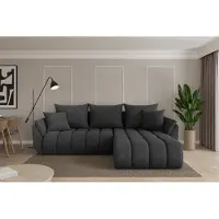 ALTDECOR Ecksofa mit Schlaffunktion und Bettkasten - TOKO-L-v1 - 277x194x86 - Dunkelgrau - Corner Sofa Eckcouch Couch L-Form, links/rechts angeordnet, Schlafcouch Ausziehbar Wohnlandschaft