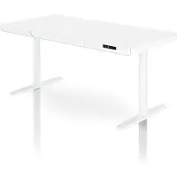 Jan Nowak Elektrischer Sit-Stand-Schreibtisch mit Schublade und kabellosem Qi-Ladegerät, weiß, 1400 mm: ELLIS
