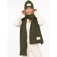 Zwillingsherz Strickschal "Patch" gerippt, mit Wolle und Patch