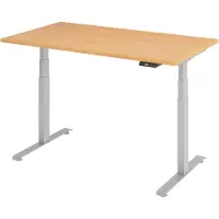 Bümö Schreibtisch elektrisch Lite - Gestell: Silber, Nachbildung: Buche, Größe: 140 x 80 cm