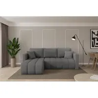 ALTDECOR Ecksofa mit Schlaffunktion und Bettkasten - GARD-L - 226x146x85 - Grau - Corner Sofa Eckcouch Couch L-Form, links/rechts angeordnet, Schlafcouch Ausziehbar Wohnlandschaft