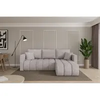 ALTDECOR Ecksofa mit Schlaffunktion und Bettkasten - GARD-L - 226x146x85 - Hellgrau - Corner Sofa Eckcouch Couch L-Form, links/rechts angeordnet, Schlafcouch Ausziehbar Wohnlandschaft