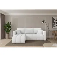 ALTDECOR Ecksofa mit Schlaffunktion und Bettkasten - GARD-L - 226x146x85 - Weiß - Corner Sofa Eckcouch Couch L-Form, links/rechts angeordnet, Schlafcouch Ausziehbar Wohnlandschaft