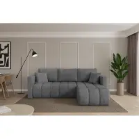 ALTDECOR Ecksofa mit Schlaffunktion und Bettkasten - GARD-L - 226x146x85 - Dunkelgrau - Corner Sofa Eckcouch Couch L-Form, links/rechts angeordnet, Schlafcouch Ausziehbar Wohnlandschaft