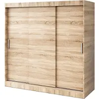 Belvedo Schiebetürenschrank 200x200cm - Sonoma Eiche - Kleiderschrank GOLD - mit 4 Einlegeböden & 4 Kleiderstangen