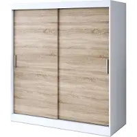 Belvedo Schiebetürenschrank 180x200cm - Weiß Matt & Sonoma Eiche - Kleiderschrank GOLD - mit 5 Einlegeböden & 2 Kleiderstangen