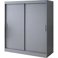 Belvedo Schiebetürenschrank 180x200cm - Anthrazit Matt - Kleiderschrank GOLD - mit 5 Einlegeböden & 2 Kleiderstangen