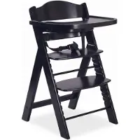 Buxibo Holz-Wachstumsstuhl für Kinder – inklusive Esstablett – verstellbarer Hochstuhl für Komfort – inklusive Kissen – 48x58x80cm – Schwarz
