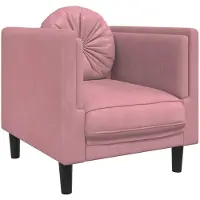 Markenlos Rosa Samtsessel mit rundem Kissen, dick gepolstertem Sitz, Armlehnen und stabilen Stützbeinen im modernen Design, belastbar bis 110 kg