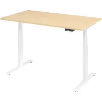 Bümö Schreibtisch elektrisch Lite - Nachbildung Ahorn, Gestell: Weiß, Größe: 140 x 80 cm