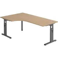 Hjh OFFICE PRO MEGA 82 G - Holz 200 x 120 C-Fu? Schwarz h?henverstellbar Eiche/Graphit