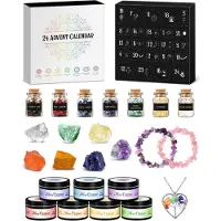 Merkloos Omgoods – Adventskalender mit Kerzen und Edelsteinen – Duftendes Geschenkset für Frauen