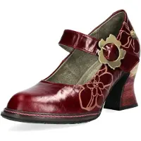 LAURA VITA Damen Mary Jane Pumps mit Blumenprägungen Eleao 01, Größe:38 EU, Farbe:Rot