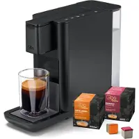 Tchibo Qbo Kapselmaschine, ICONIC, Dark Chrome, inkl. 16 Kapseln Premium Kapselmaschine für Espresso, Caffè Crema und Caffè Grande, PressBrew Technologie, kompaktes Design