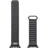 Audi Logo Genuine Leather Magnetic Ring Strap for Apple Watch 44 / 45 / 46 / 49 mm - Black