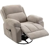 Novzep Relaxsessel Fernsehsessel 360° Drehbarer Massagesessel mit Wärme, Massage, Chenille-Optik, Beige