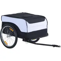 Novzep Fahrradanhänger Lastenanhänger Belastbarkeit max. 40 kg Transportanhänger Handwagen Lasten-Fahrradanhänger Weiß+Schwarz Stahl Oxford 140 x 77 x 65 cm