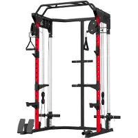 Novzep Power Cage Smith Machine, Power Rack mit verstellbarem Kabelzugsystem, multifunktional bis 300kg