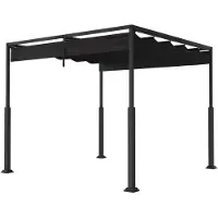 FIVMEN Pergola 3x3 m Terrassenüberdachung Wasserdicht Stabil Gartenpavillon Verstellbarer Sonnenschutz Schwarz