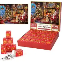 OEM Familien-Jigsaw-Puzzel 70 x 50 cm - Adventskalender 2024 mit 24 Tagen - 1008 Puzzlestücke - Weihnachtskalender-Countdown-Geschenk - Für Erwachsene und Kinder - Jungen Mädchen Frauen Männer.