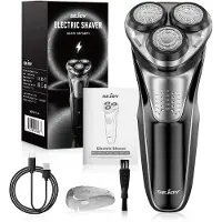 StarTech.com Elektrischer Rasierer für Herren - Rotationsrasierer - Nass- und Trockenrasur - Wasserdicht - Dreifachklinge - Pop-up-Trimmer - USB-C-Aufladung - Schwarz