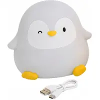 VERK 12416 LED Nachtlampe mit Timer, Silikon, USB-C, Pinguin