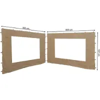 Merkloos Set bestehend aus 2 Seitenwänden mit Fenster für Gartenpavillon 3x4 Meter