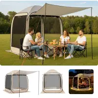 StarTech.com Faltpavillon - Pop-up Partyzelt 1,83 x 1,83 x 2,19 m - Mit Ausziehbarer Markise - Inkl. Seitenwänden - Tragetasche - Für 4–6 Personen - Für Terrasse & Outdoor - Beige