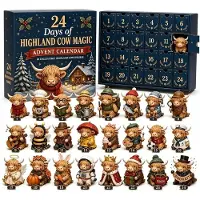 BundiGlassware Highland Cow Adventskalender 2026 | 24Stk 3D Kuh Weihnachts Kalender