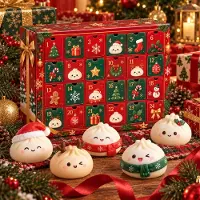 Traumheim Squishy Adventskalender mit 24 Weihnachtsmotiven kleine Quetschfiguren als tägliche Überraschung im Dezember für die Adventszeit