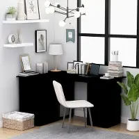 Markenlos Eckbüro - Praktische Werkstationstafel mit viel Stauraum - 145 x 100 cm - Schwarz