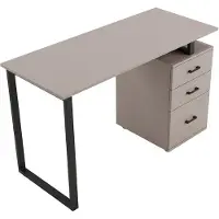 Frankystar Asym - Schreibtisch mit Schubladen 120x75x50 Taubengrau Eisen Studiertisch