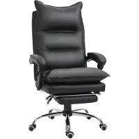 Markenlos Bürostuhl Ergonomisch mit Verstellbarer Rückenlehne und Fußstütze - Kunstleder