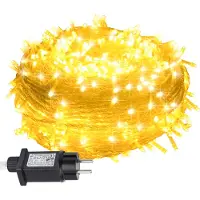 Peviasot LED Lichterkette 100M 500LEDs mit 8 Modi für Innen Weihnachten Party Garten Bedienung Funkelnder Sterneffekt Deko Transparent Kabel Warmweiß