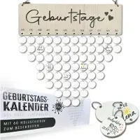 Merkloos DIY Geburtstagskalender, 60 Holzscheiben, Jahrunabhängig, Dekoration für Feiertage