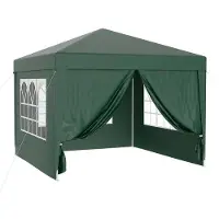Famanu Pavillon 3 x 3 m - Abnehmbare Seitenpaneele - Faltbar und mit Fenstern - Grün