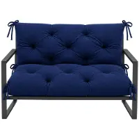 VBChome Bankauflage 120 cm mit Rückenlehne Polyester Füllung aus Schaumstoffgranulat Weich Gesteppt Pflegeleicht (Marineblau 120 x 90 x 10 cm)